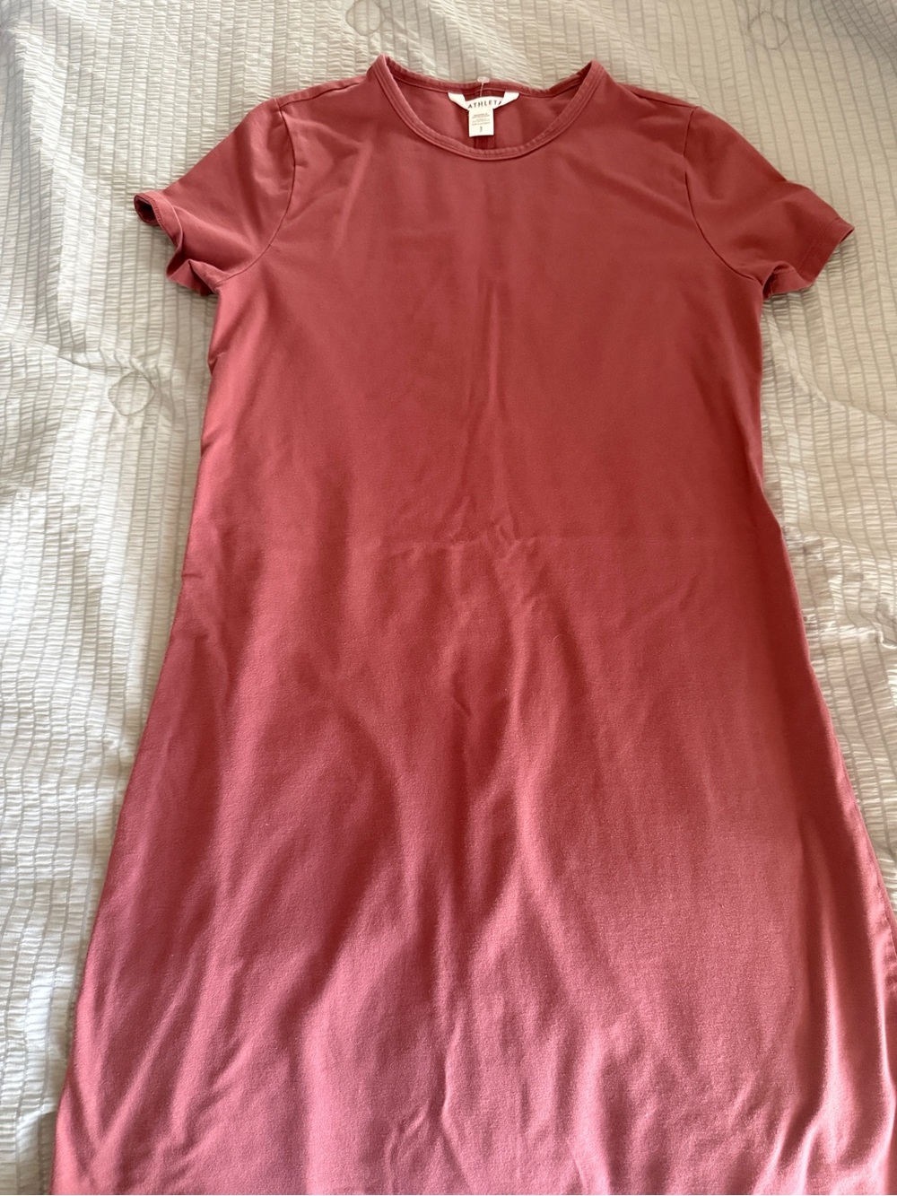 Athleta Short-Sleeve Crew Tunic Dress in Rose